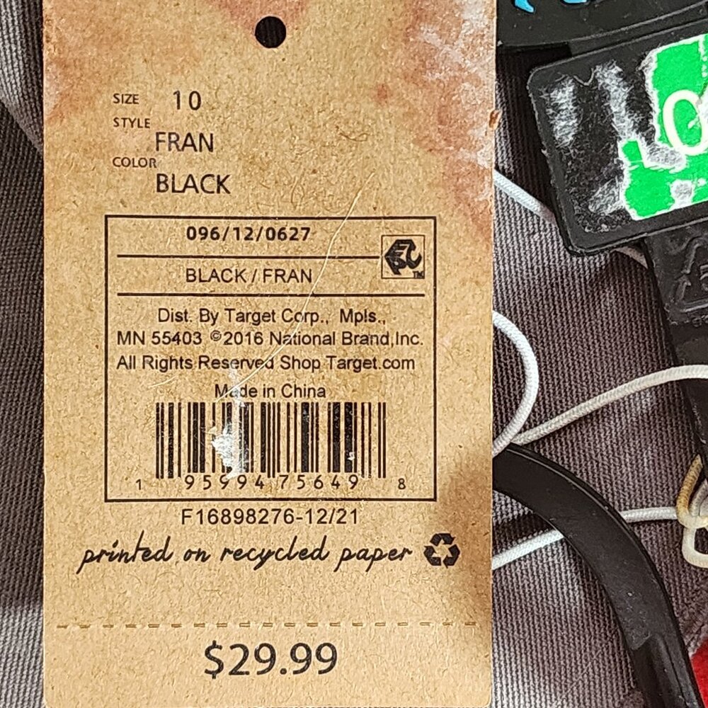 Mad Love Target Black White Cloth Rubber Sole 50% Recycled Fran Sneaker Size 10 - Picture 15 of 16